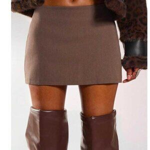 Short Brown Skirt with Side Zipper and Shorts underneath - women's size medium